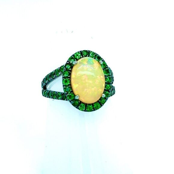 Natural Opal Tsavorite Ring Size 7 14k Gold 5.66 TCW Certified $5,950 300686 - Picture 9 of 17